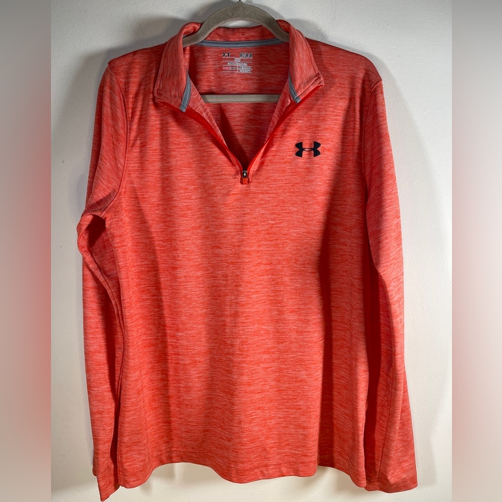 Mens Under Armour heat gear partial zip performance shirt loose fit size M